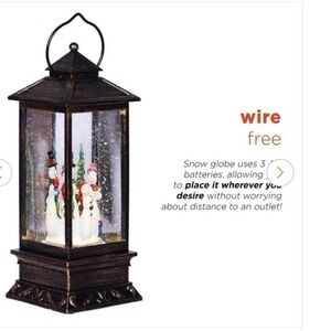 Holiday Joy Snowman Family Lighted Lantern Snow Globe Silver 11 Inch USB Battery